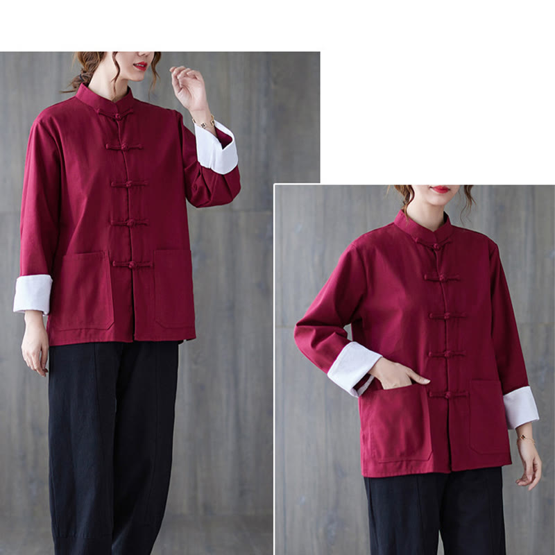 Buddha Stones Damen-Langarmshirt mit Froschknopfleiste und Hose – Meditationskleidung - image 10