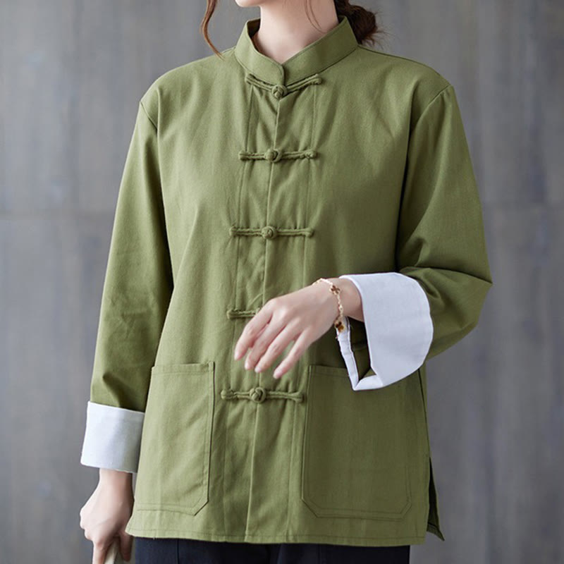 Buddha Stones Damen-Langarmshirt mit Froschknopfleiste und Hose – Meditationskleidung - image 1