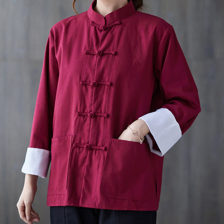 Buddha Stones Damen Frosch-Knopf Langarmshirt Hose Meditation Baumwolle Leinen Kleidung - image 9