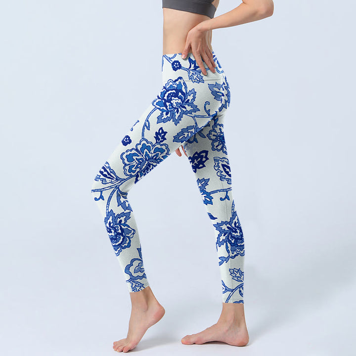 Buddha Stones Blumen Druck Gym Leggings frauen Yoga Hosen