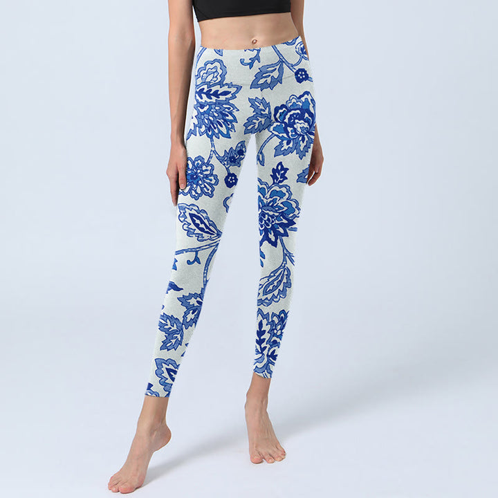 Buddha Stones Blumen Druck Gym Leggings frauen Yoga Hosen