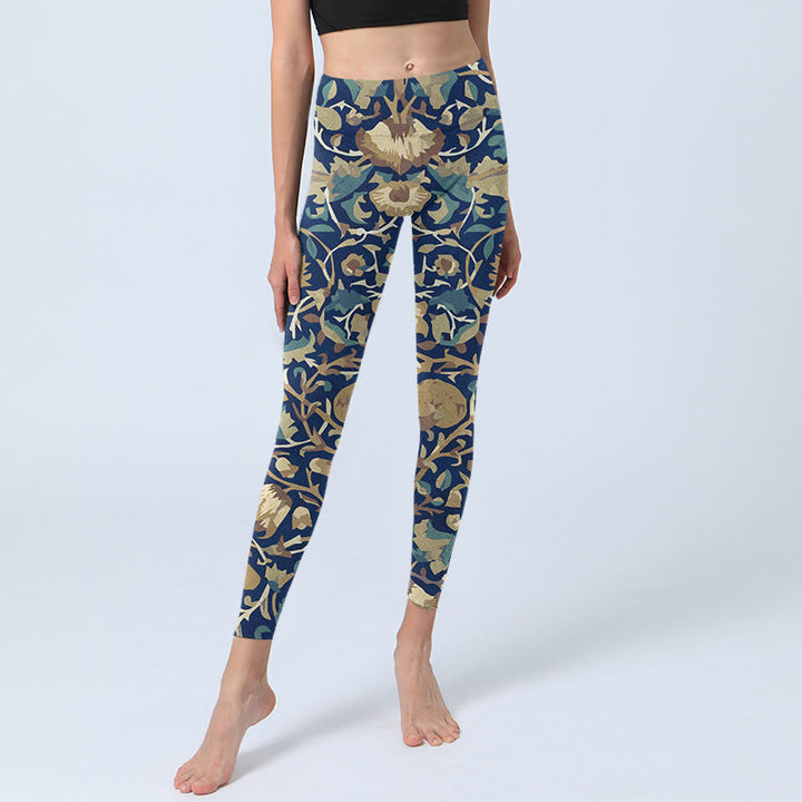 Buddha Stones, miteinander verbundene Lotusblumen-Muster, Gym-Leggings, Damen-Yogahose