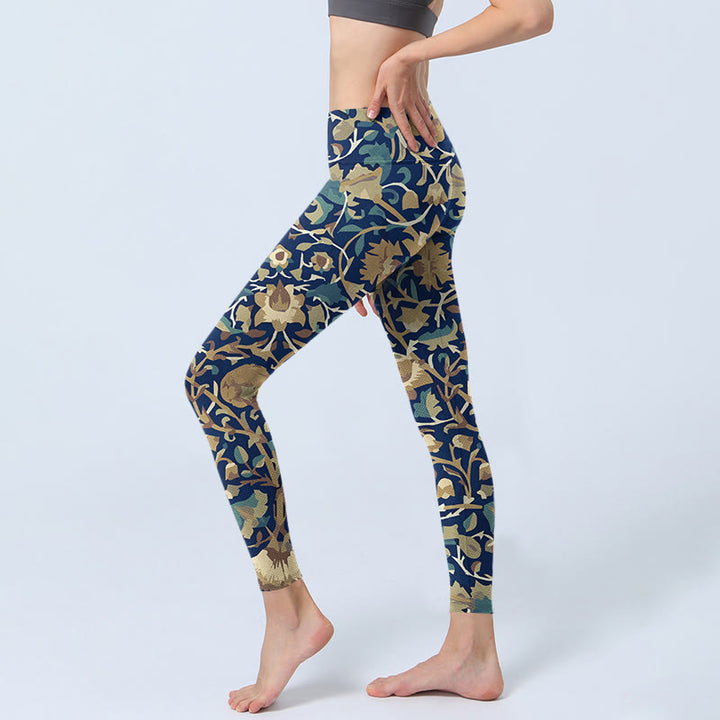 Buddha Stones, miteinander verbundene Lotusblumen-Muster, Gym-Leggings, Damen-Yogahose