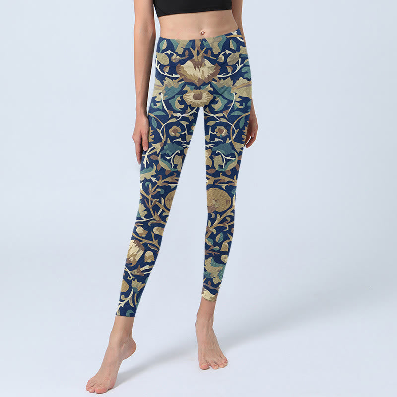 Buddha Stones, miteinander verbundene Lotusblumen-Muster, Gym-Leggings, Damen-Yogahose - image 5