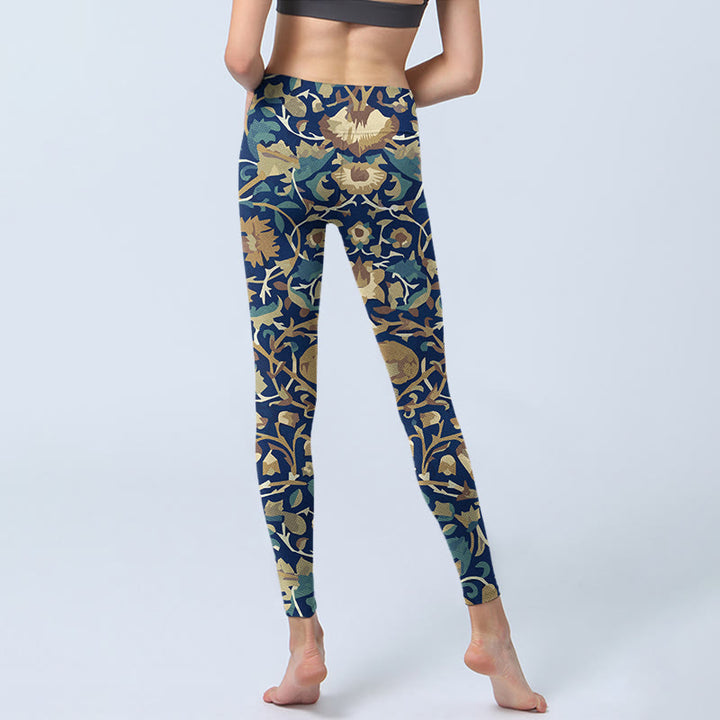 Buddha Stones, miteinander verbundene Lotusblumen-Muster, Gym-Leggings, Damen-Yogahose