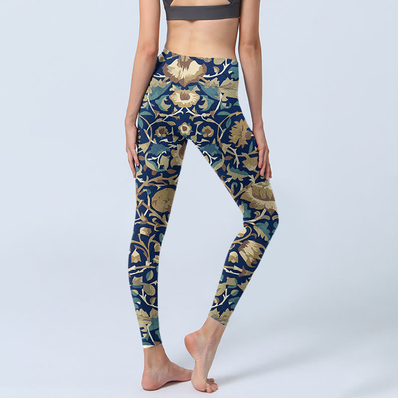 Buddha Stones, miteinander verbundene Lotusblumen-Muster, Gym-Leggings, Damen-Yogahose