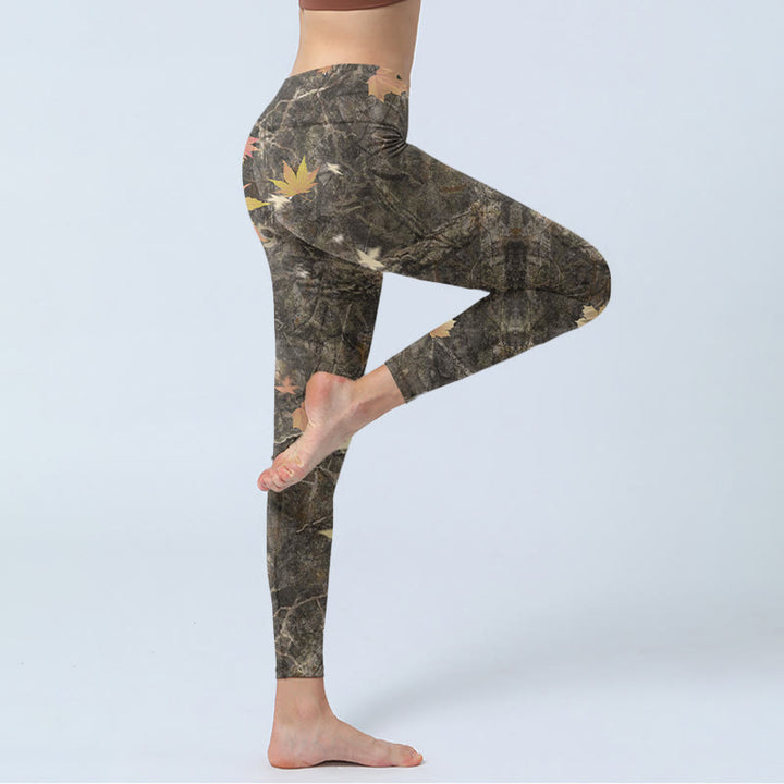 Buddha Stones Ahornblätter Print Gym Leggings Damen Yogahose - image 4