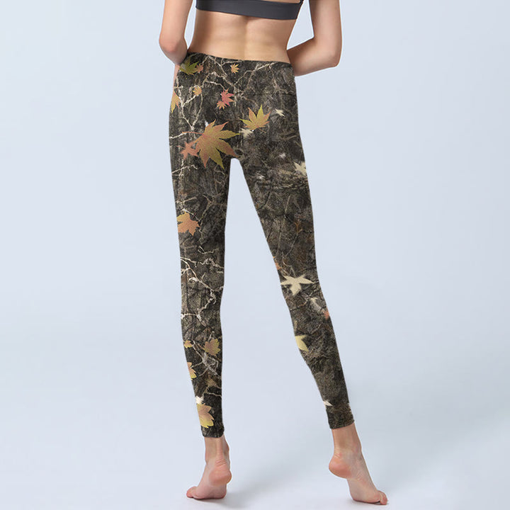 Buddha Stones Ahornblätter Print Gym Leggings Damen Yogahose - image 7