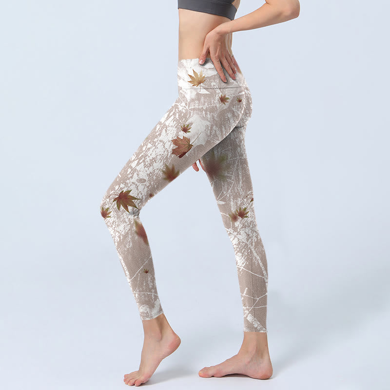 Buddha Stones, Ahornblätter, Zweige, Druck, Gym-Leggings, Damen-Yogahose - image 2