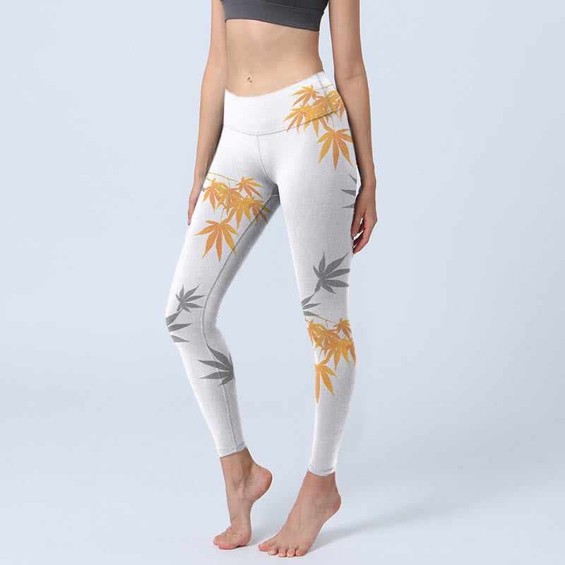 Buddha Stones Maple Gym Leggings Damen Yogahose - Weiß - US18， UK/AU22，EU50 (4XL) - image 1