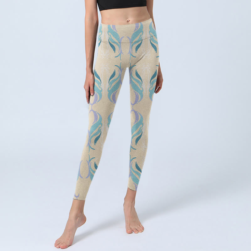 Buddha Stones ​​Blau Lila Grün Linien Gym Leggings Damen Yoga Hose - image 6