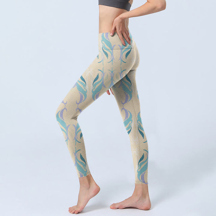 Buddha Stones Blau Lila Grün Linien Gym Leggings Damen Yoga Hose