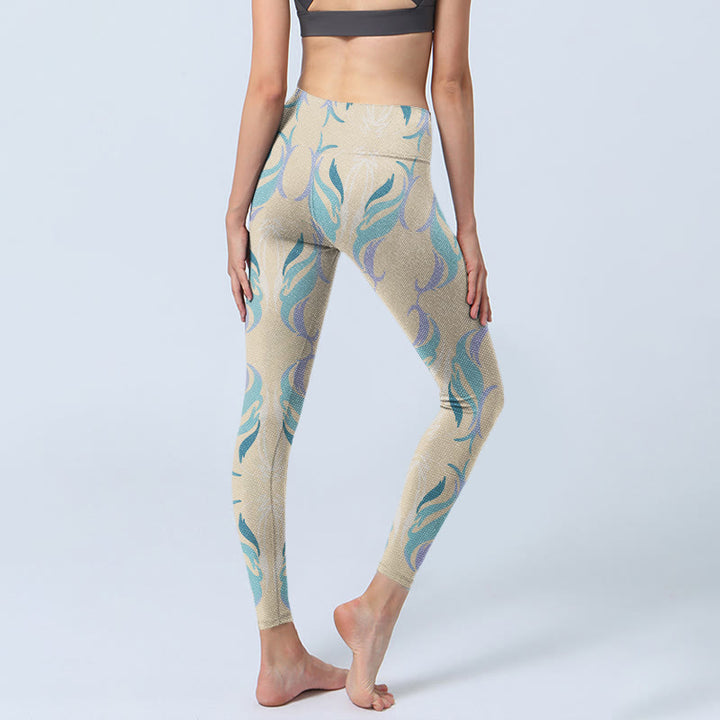 Buddha Stones ​​Blau Lila Grün Linien Gym Leggings Damen Yoga Hose - image 5