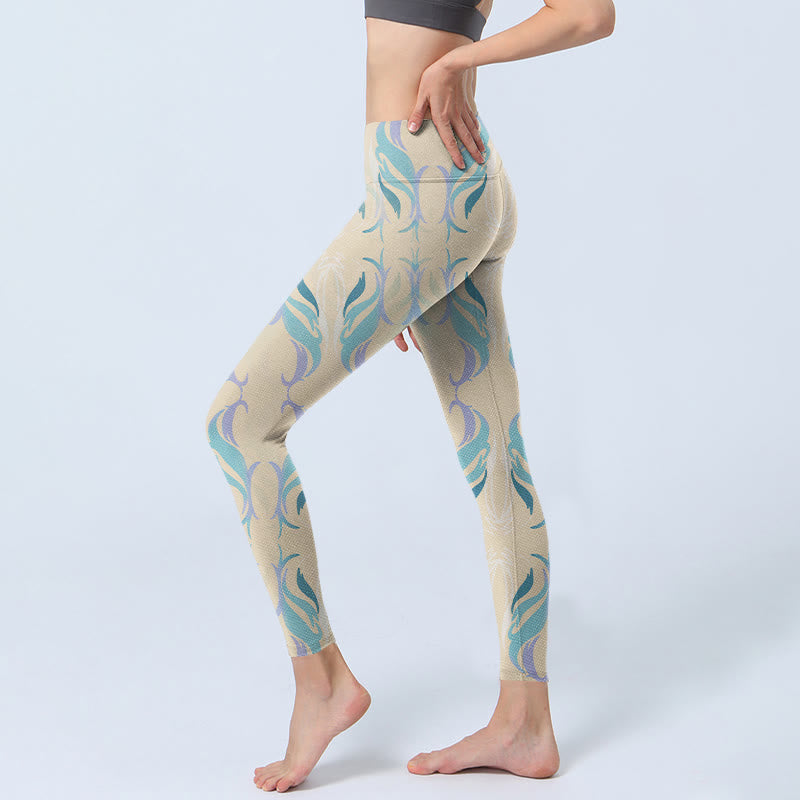 Buddha Stones ​​Blau Lila Grün Linien Gym Leggings Damen Yoga Hose - image 3