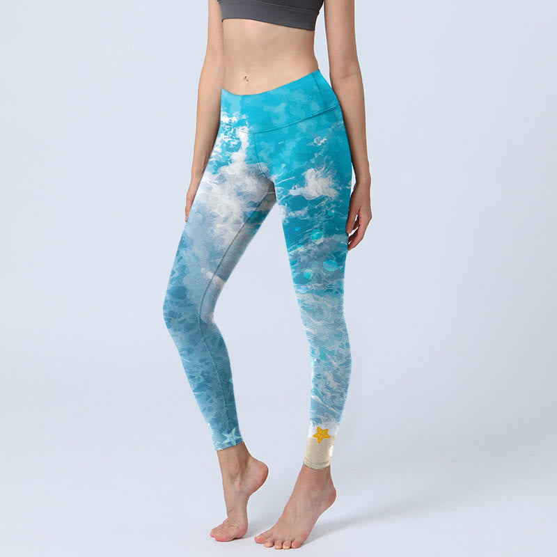 Buddha Stones ​​Ozean Wellen Fisch Gym Leggings frauen Yoga Hosen - Dunkeltürkis - US18， UK/AU22，EU50 (4XL) - image 1