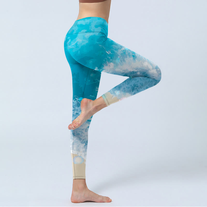 Buddha Stones Ozean Wellen Fisch Gym Leggings frauen Yoga Hosen