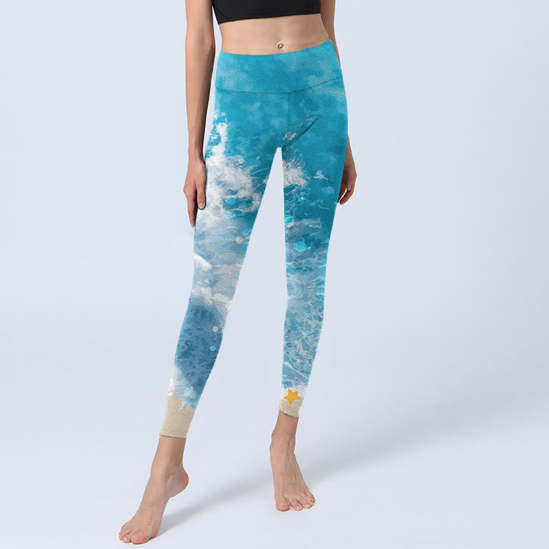 Buddha Stones Ozean Wellen Fisch Gym Leggings frauen Yoga Hosen