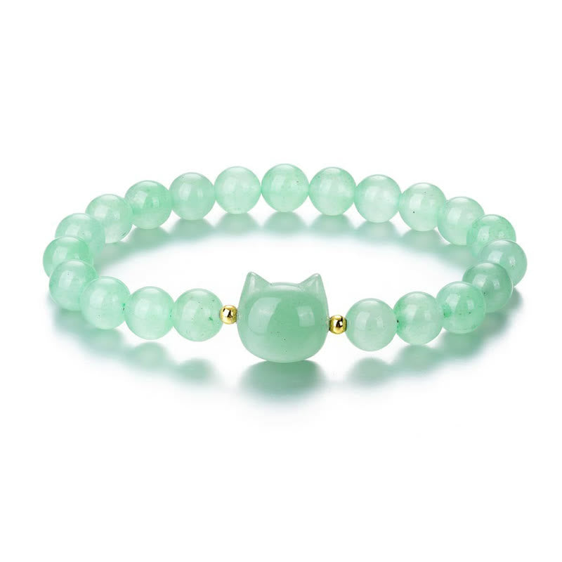 Buddha Stones ​​Amethyst Grüner Aventurin Rosenquarz Fluorit Katzenkopf Balance Glück Armband - image 10