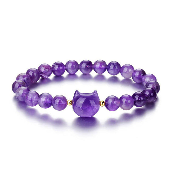 Buddha Stones Amethyst Grüner Aventurin Rosenquarz Fluorit Katzenkopf Balance Glück Armband