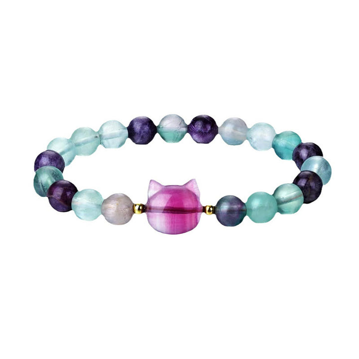 Buddha Stones Amethyst Grüner Aventurin Rosenquarz Fluorit Katzenkopf Balance Glück Armband