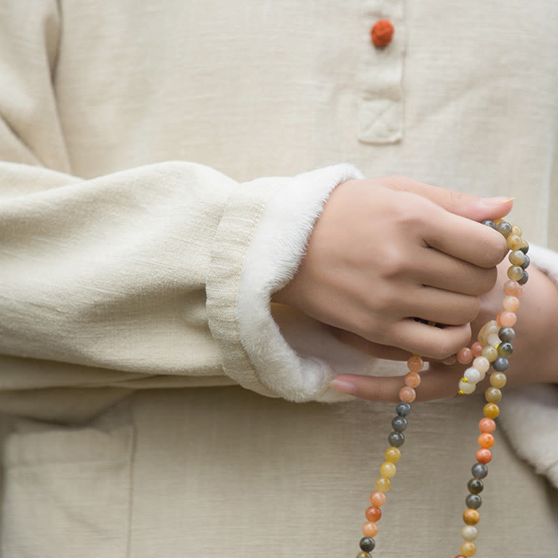 Buddha Stones Retro Einfarbig Thermo Langarm Ramie Leinen Damen Hemd - image 8