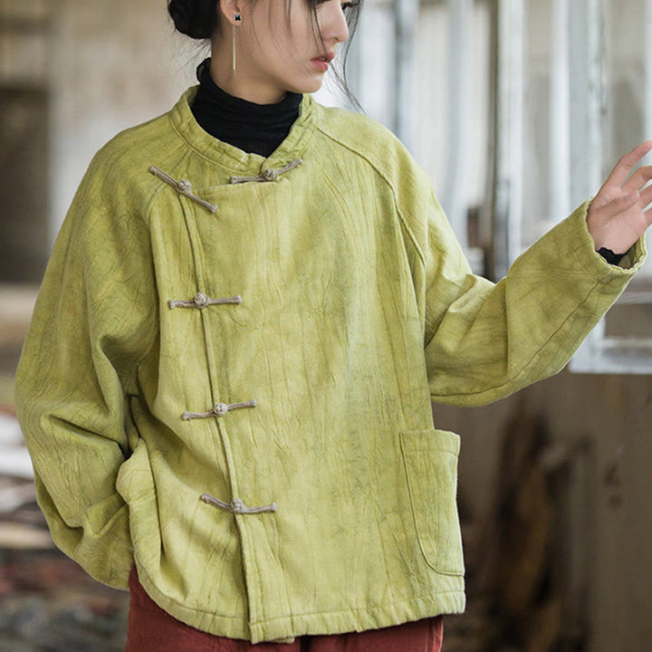 Buddha Stones Einfarbiges Thermo-Langarm-Damenhemd aus Ramie-Leinen mit Froschknopf - image 21