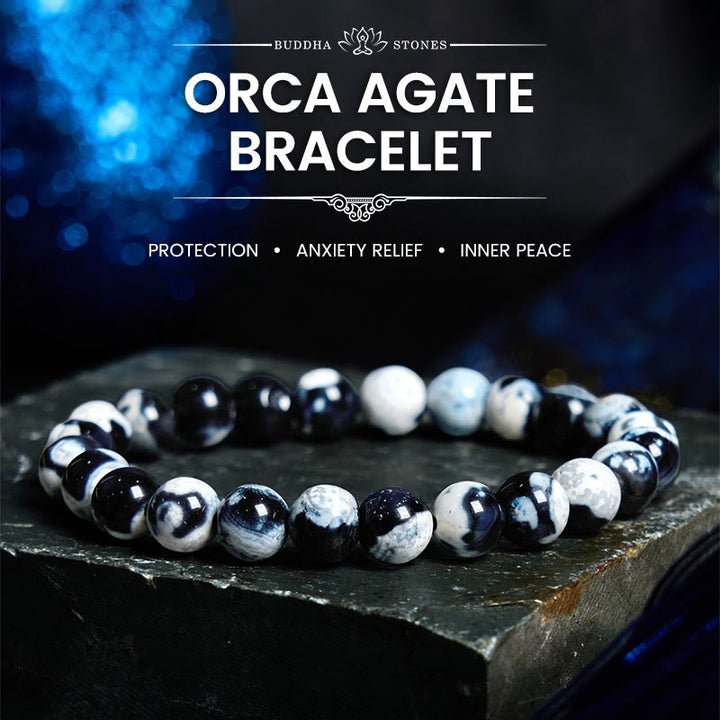 Buddha Stones Orca-Achat-Schutzarmband