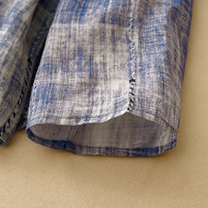 Langärmliges Baumwollhemd mit Batikmuster und Knöpfen von Buddha Stones - image 8