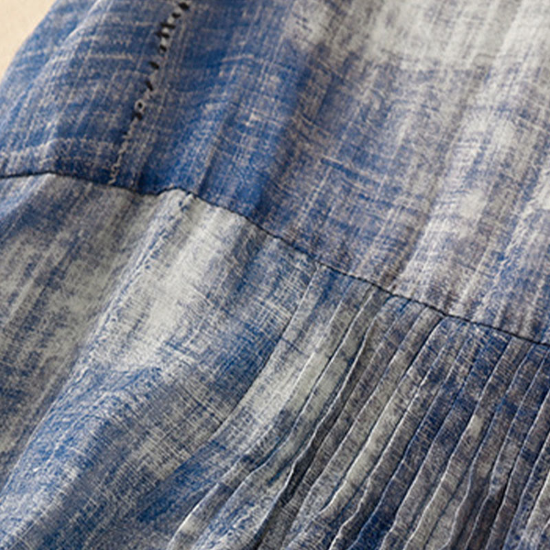 Langärmliges Baumwollhemd mit Batikmuster und Knöpfen von Buddha Stones - image 4