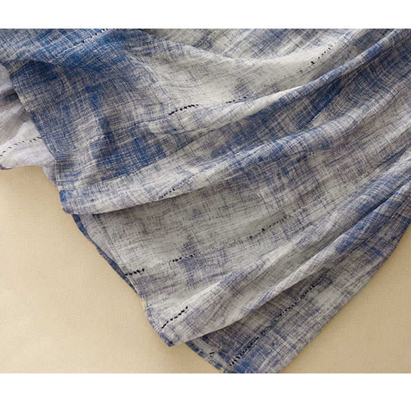 Langärmliges Baumwollhemd mit Batikmuster und Knöpfen von Buddha Stones - image 13