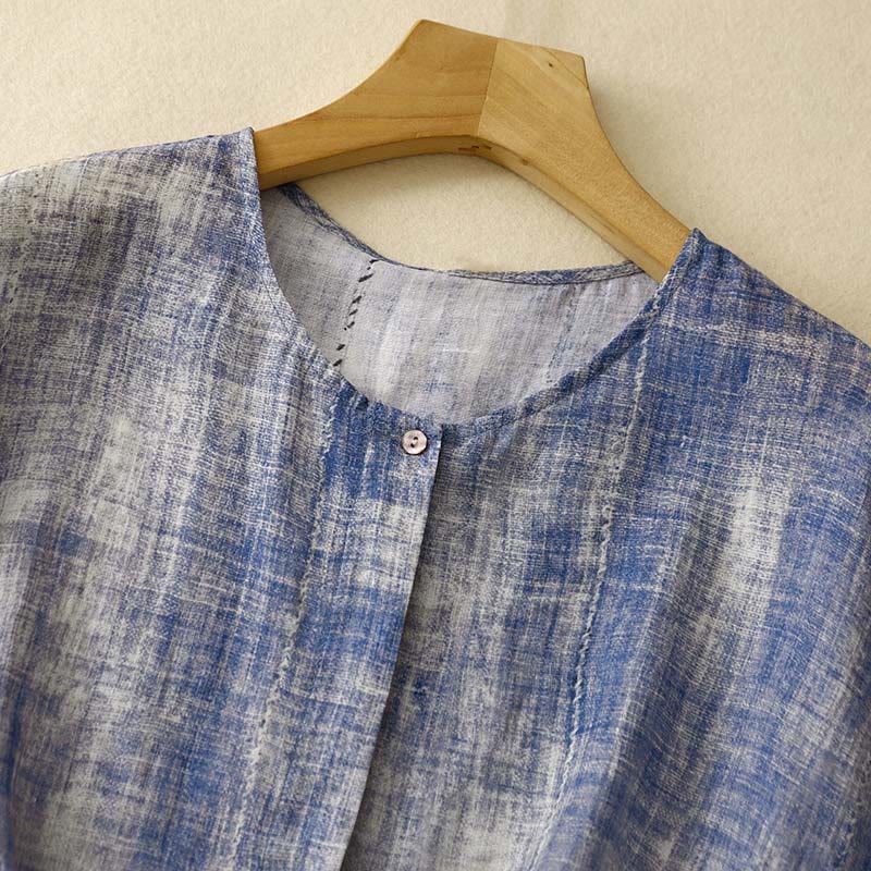 Langärmliges Baumwollhemd mit Batikmuster und Knöpfen von Buddha Stones - image 2