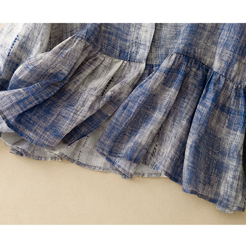 Langärmliges Baumwollhemd mit Batikmuster und Knöpfen von Buddha Stones - image 11