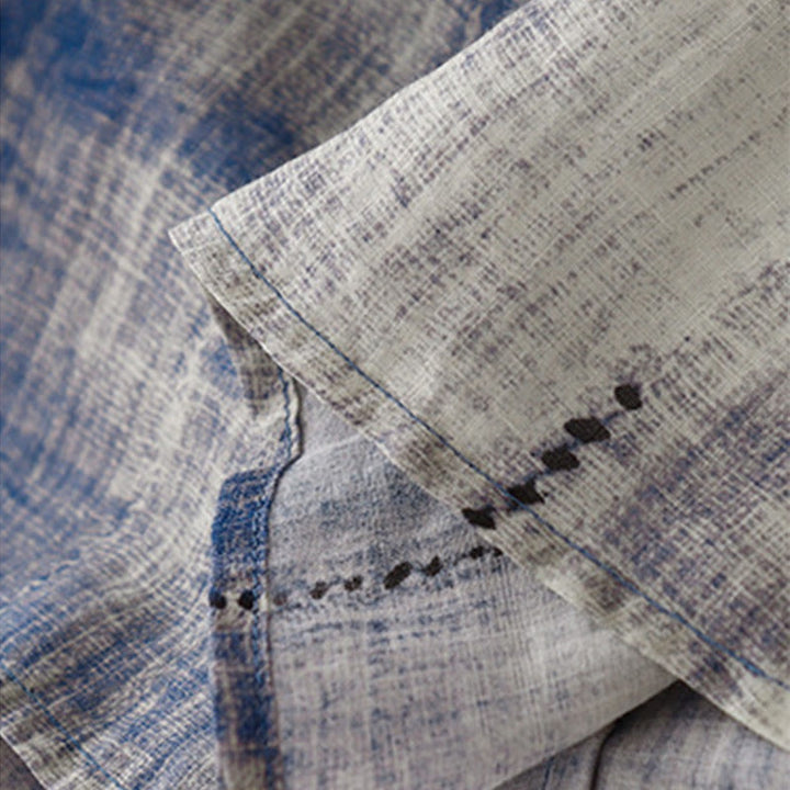 Langärmliges Baumwollhemd mit Batikmuster und Knöpfen von Buddha Stones - image 5