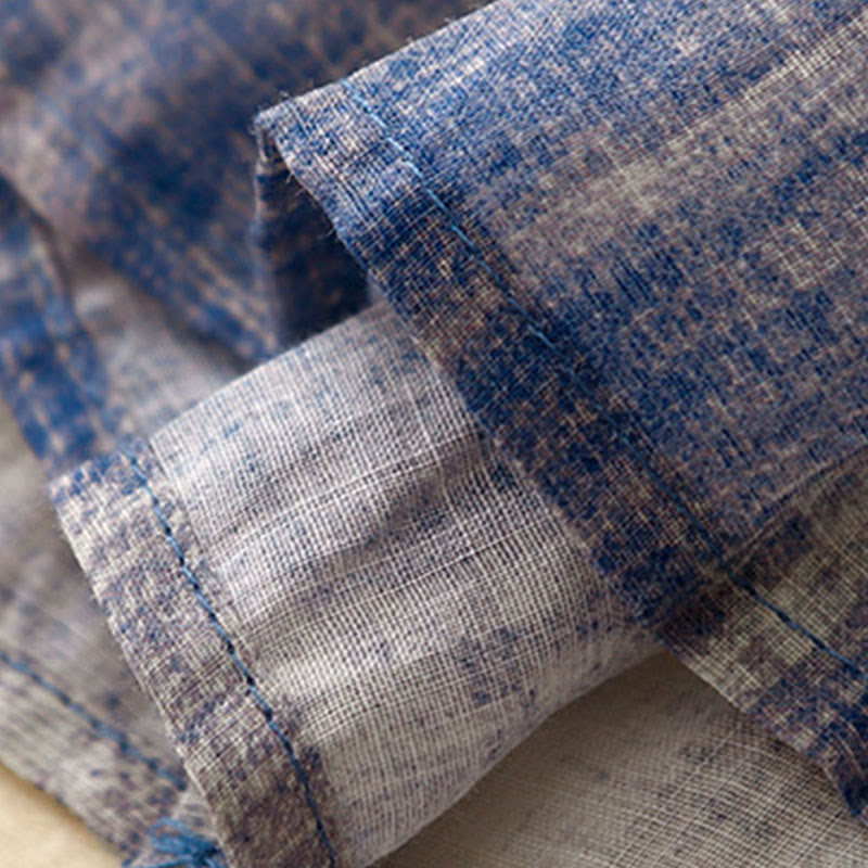 Langärmliges Baumwollhemd mit Batikmuster und Knöpfen von Buddha Stones - image 7