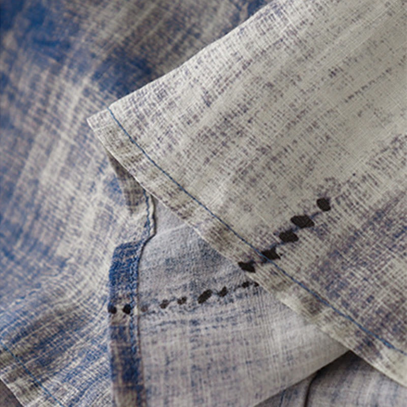 Langärmliges Baumwollhemd mit Batikmuster und Knöpfen von Buddha Stones - image 5