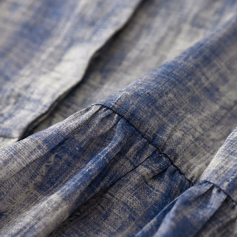 Langärmliges Baumwollhemd mit Batikmuster und Knöpfen von Buddha Stones - image 3