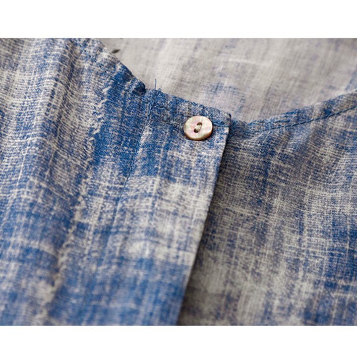 Langärmliges Baumwollhemd mit Batikmuster und Knöpfen von Buddha Stones - image 10