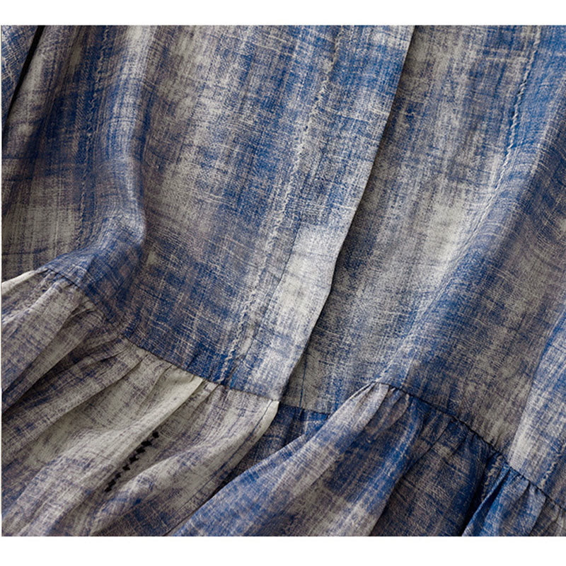 Langärmliges Baumwollhemd mit Batikmuster und Knöpfen von Buddha Stones - image 9