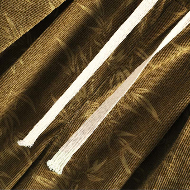 Buddha Stones Bambusblätter Cordhose aus Baumwolle mit Kordelzug und weitem Bein und Taschen für Herren - image 10