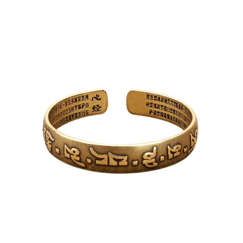 Buddha Stones Sechs wahre Worte 'Om Mani Padme Hum' Herz Sutra Kupfer Glück Armband Armreif