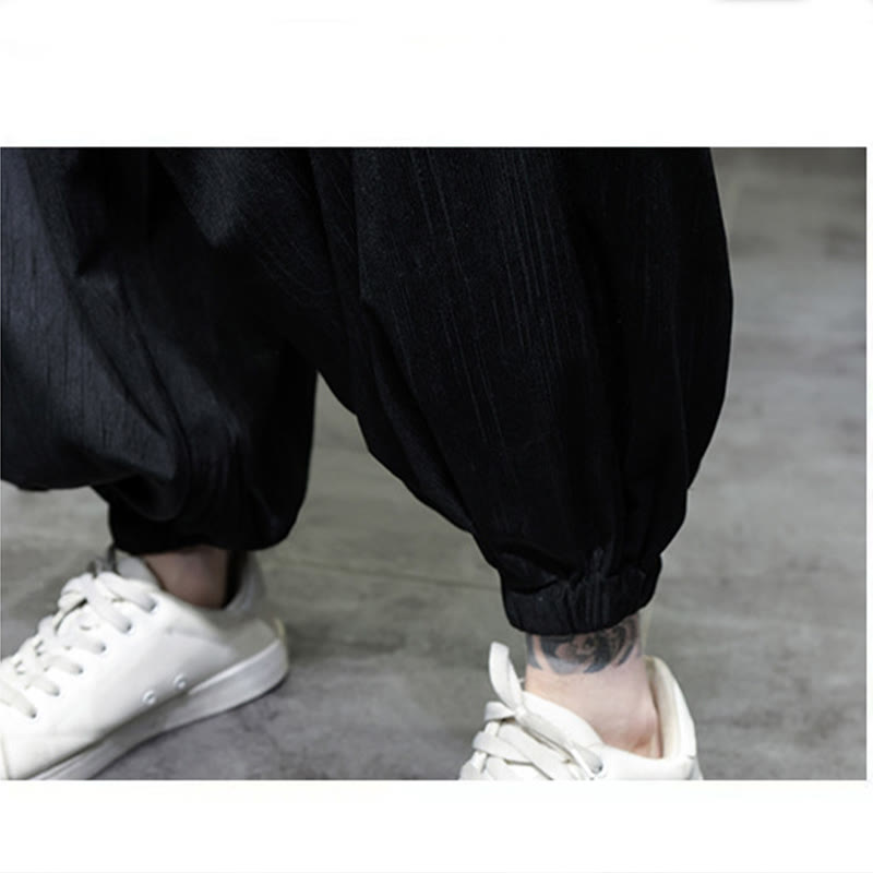 Buddha Stones Einfarbige Cord-Thermo-Haremshose für Herren mit Kordelzug und Taschen - image 18