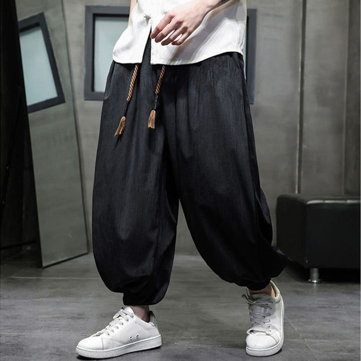 Buddha Stones Einfarbige Cord-Thermo-Haremshose für Herren mit Kordelzug und Taschen - image 14