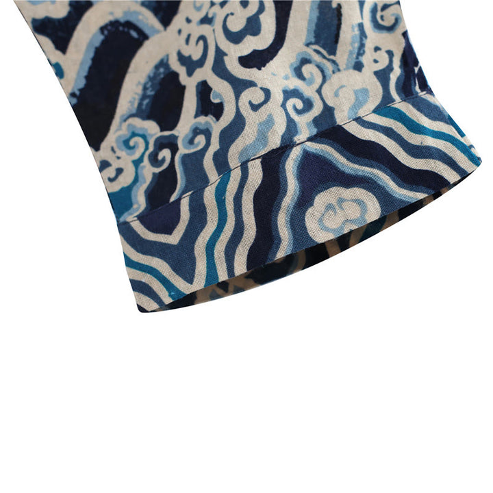 Herrenhose aus Baumwolle und Leinen mit Taschen und Buddha Stones, chinesischem Drachen-Aufdruck, elastischer Bund - image 9