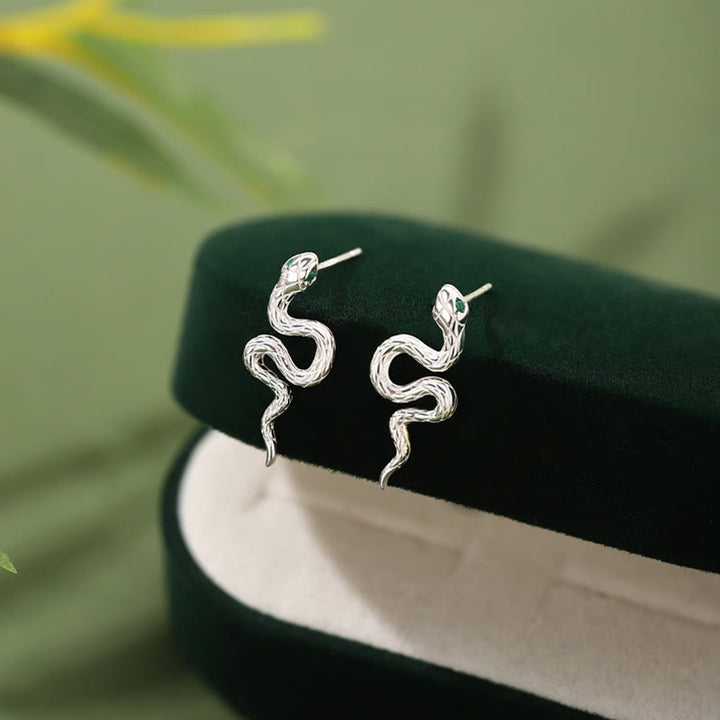 Buddha Stones 925 Sterling Silber Jahr der Schlange Balance Halskette Anhänger Ohrringe Set - Ohrringe aus 925er Sterlingsilber - image 6