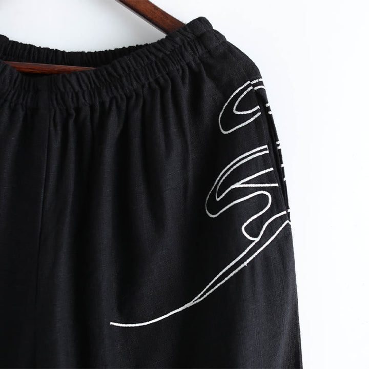 Buddha Stones , Wolken, elastische Taille, ethnische Baumwolle, Herrenhose mit Taschen - image 10