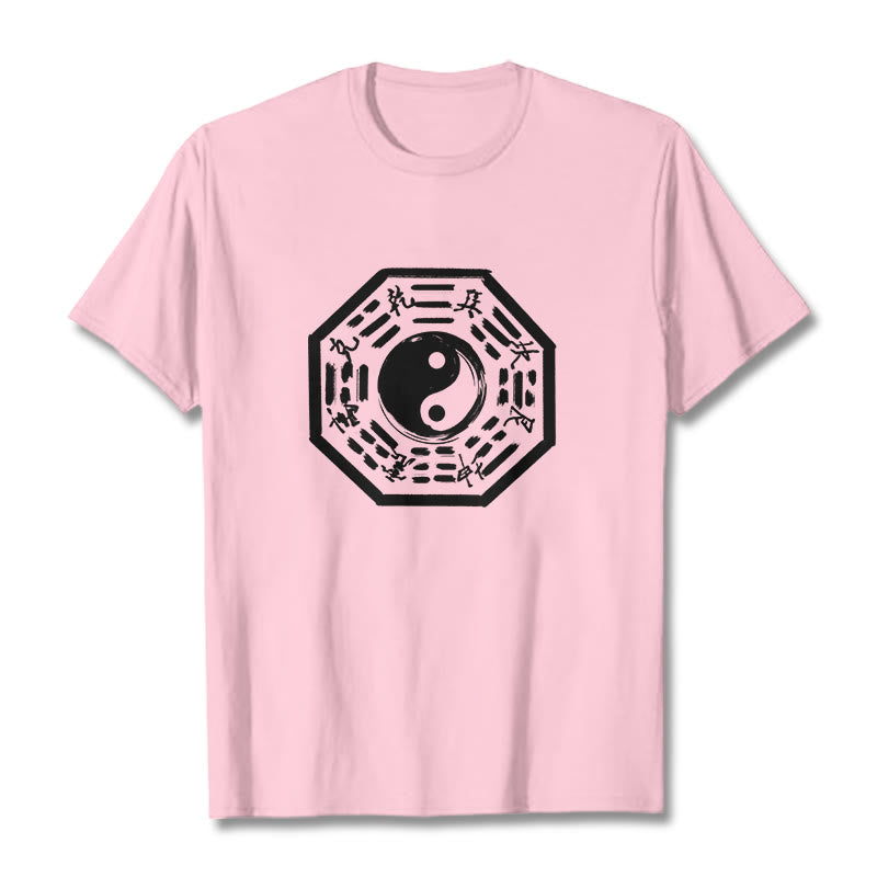 Buddha Stones T-Shirt aus Baumwolle mit Ba-Gua-Muster - Hellrosa - 2XL - image 18