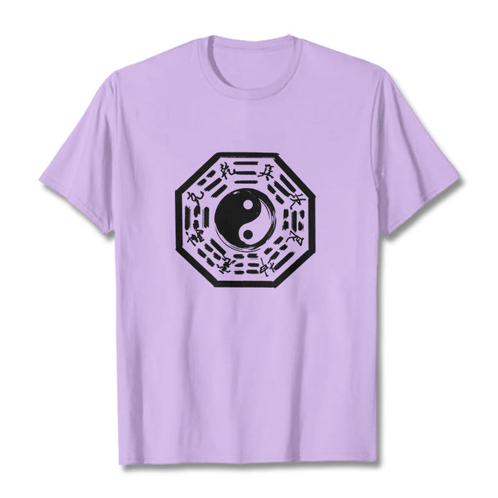 Buddha Stones T-Shirt aus Baumwolle mit Ba-Gua-Muster - Pflaume - 2XL - image 16