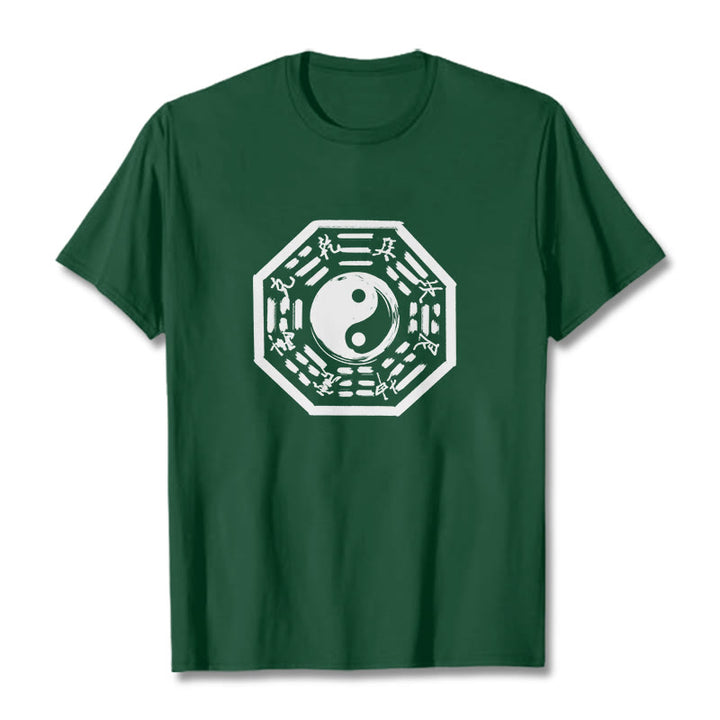 Buddha Stones T-Shirt aus Baumwolle mit Ba-Gua-Muster - Waldgrün - 2XL - image 8