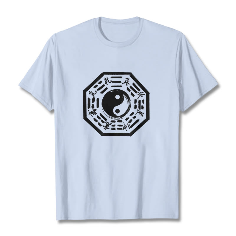 Buddha Stones T-Shirt aus Baumwolle mit Ba-Gua-Muster - Hellcyan - 2XL - image 11