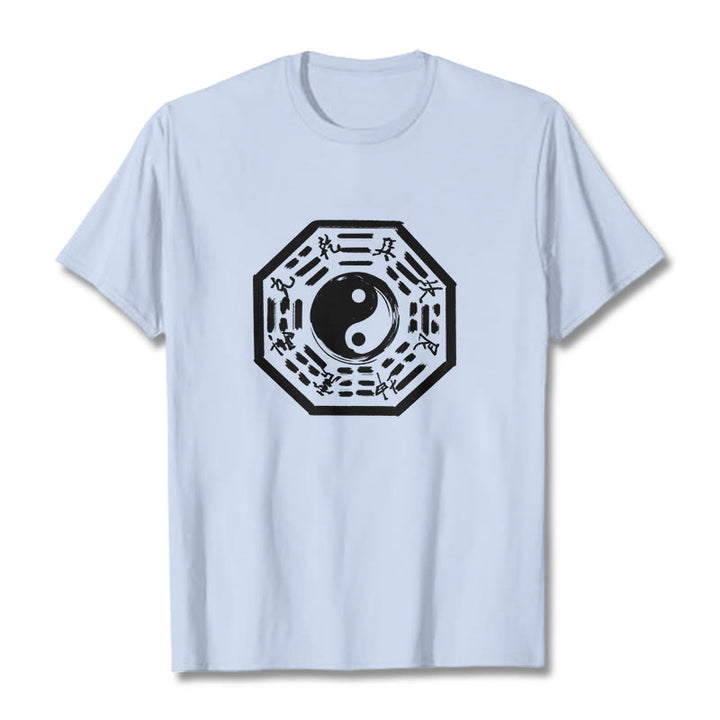 Buddha Stones T-Shirt aus Baumwolle mit Ba-Gua-Muster - Hellcyan - 2XL - image 11